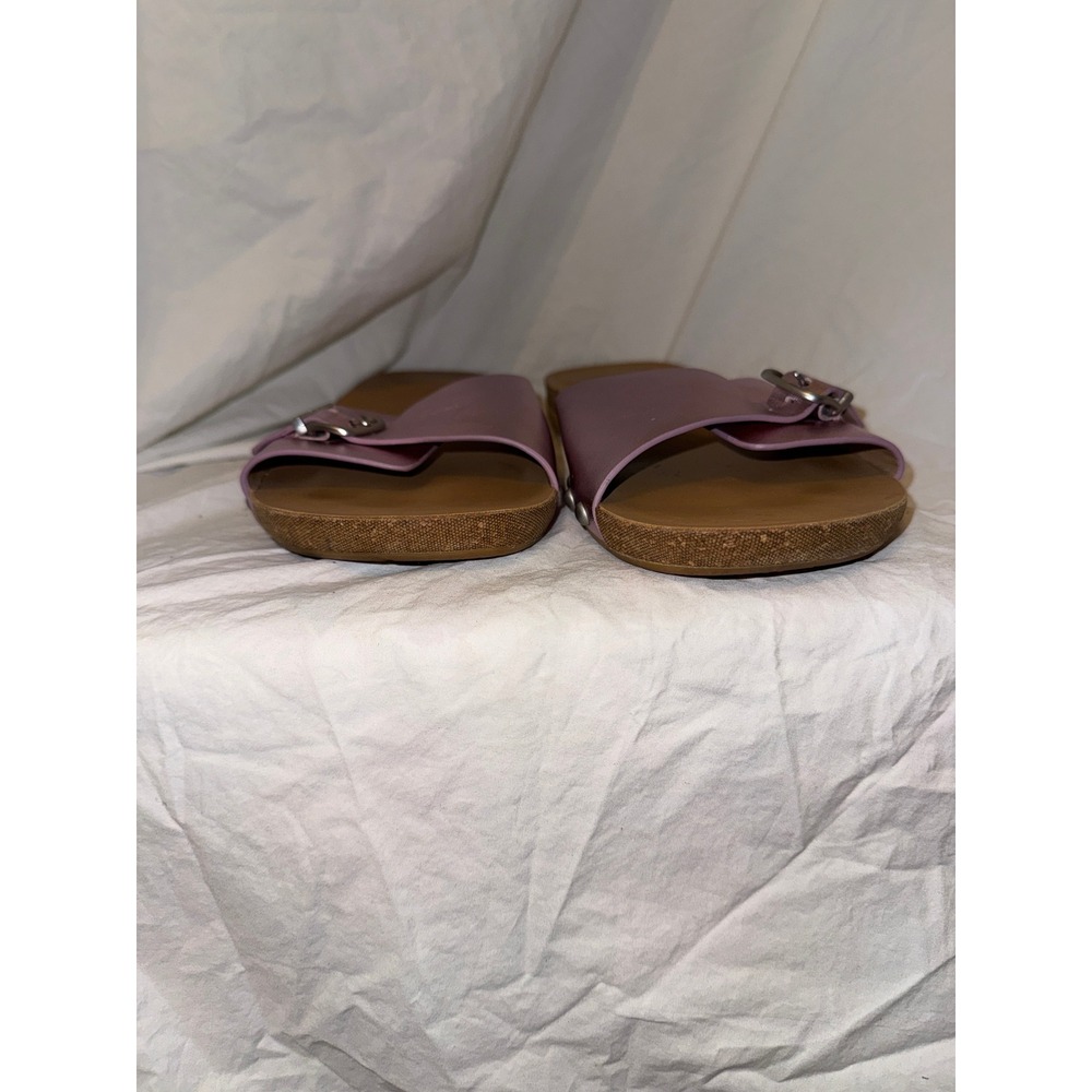 FitFlop Halo Metallic Leather Slide Sandals Purple Lilac Womens 11 Buckle Studs‎